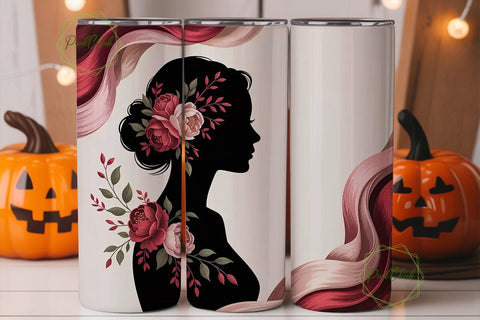 Floral Silhouette 20oz Tumbler Wrap Sublimation PixelChick 