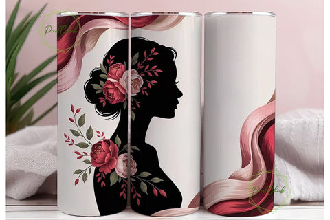 Floral Silhouette 20oz Tumbler Wrap Sublimation PixelChick 