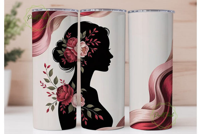 Floral Silhouette 20oz Tumbler Wrap Sublimation PixelChick 