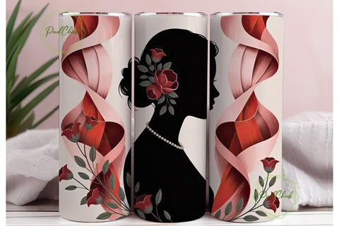 Floral Silhouette 20oz Tumbler Wrap Sublimation PixelChick 