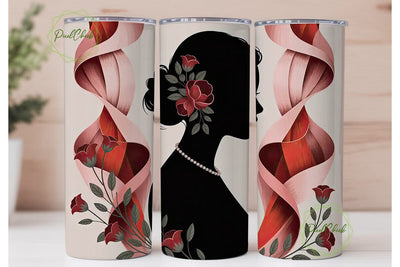 Floral Silhouette 20oz Tumbler Wrap Sublimation PixelChick 