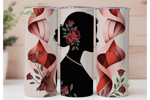 Floral Silhouette 20oz Tumbler Wrap Sublimation PixelChick 