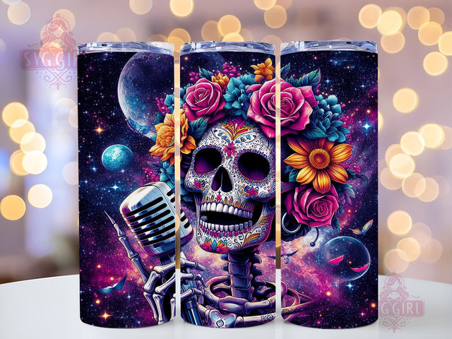 Floral Skeleton 20oz Tumbler Wrap Sublimation Design, Straight Tapered Tumbler Wrap, Trendy Skull Witchy Tumbler Png, Instant Digital Download Sublimation SvggirlplusArt 