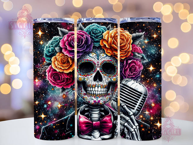 Floral Skeleton 20oz Tumbler Wrap Sublimation Design, Straight Tapered Tumbler Wrap, Trendy Skull Witchy Tumbler Png, Instant Digital Download Sublimation SvggirlplusArt 
