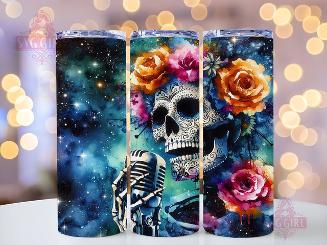Floral Skeleton 20oz Tumbler Wrap Sublimation Design, Straight Tapered Tumbler Wrap, Trendy Skull Witchy Tumbler Png, Instant Digital Download Sublimation SvggirlplusArt 