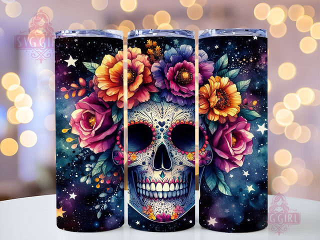 Floral Skeleton 20oz Tumbler Wrap Sublimation Design, Straight Tapered Tumbler Wrap, Trendy Skull Witchy Tumbler Png, Instant Digital Download Sublimation SvggirlplusArt 