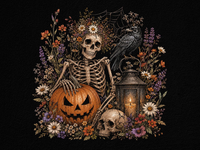 Floral Skeleton Halloween Clipart PNG Art SVG artprintfile 