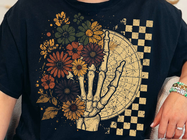 Floral Skeleton Hand PNG, Gothic Halloween Sublimation Design SVG DesignDestine 