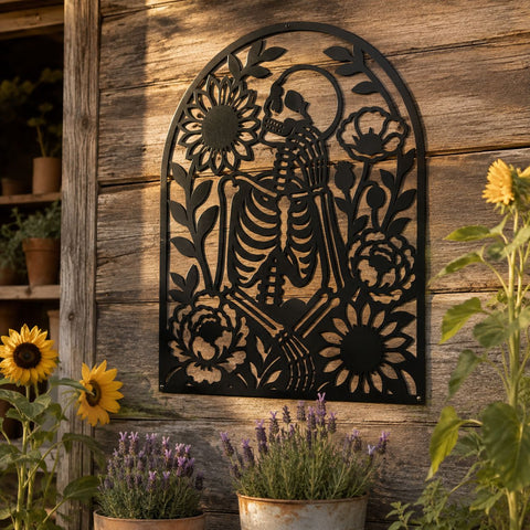 Floral Skeleton Laser SVG | Gothic Skeleton Wall Art | Memento Mori DXF | CNC Plasma Cut File | Macabre Flower Metal Decor SVG HappyDesignStudio 