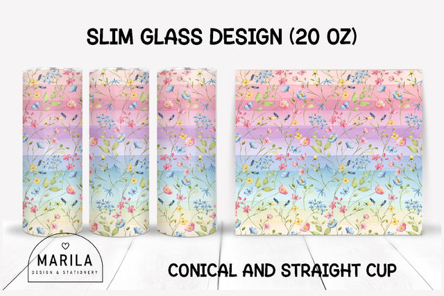 Floral Skinny Tumbler sublimation designs #1 Sublimation Marilakits 