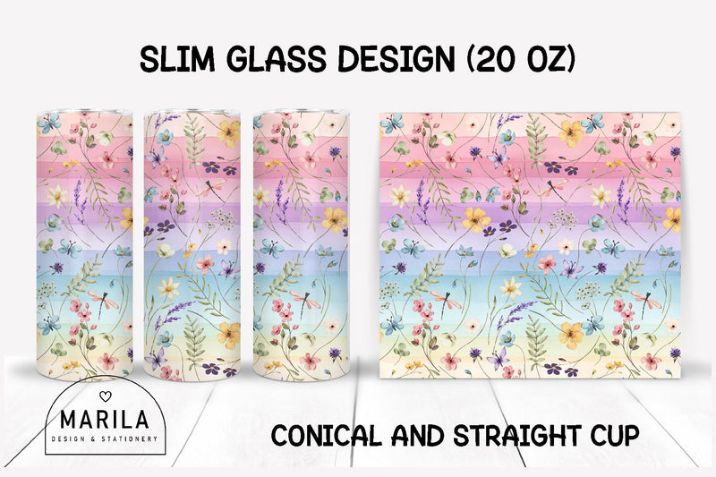 Floral Skinny Tumbler sublimation designs #2 Sublimation Marilakits 