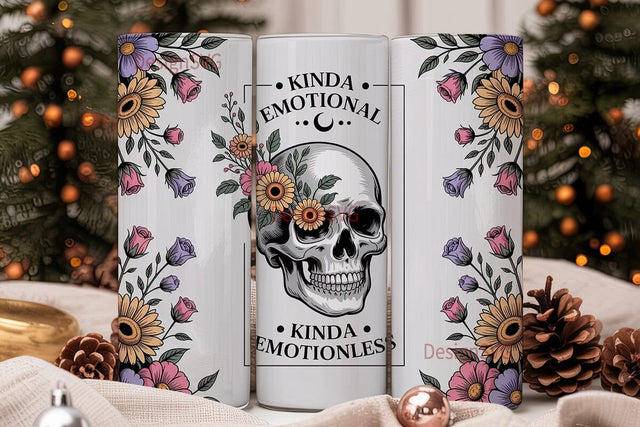 Floral Skull and Moon 20oz Tumbler Sublimation DesignSVG 