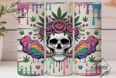 Floral Skull Cannabis 20oz Tumbler Wrap Sublimation sassyprint 