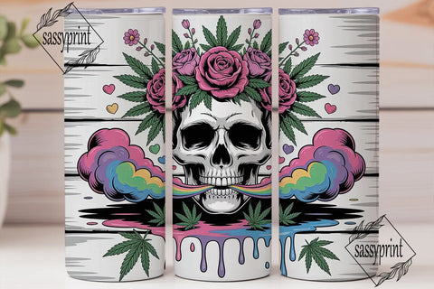 Floral Skull Cannabis 20oz Tumbler Wrap Sublimation sassyprint 