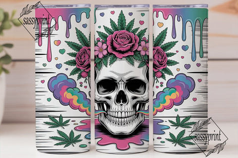 Floral Skull Cannabis 20oz Tumbler Wrap Sublimation sassyprint 
