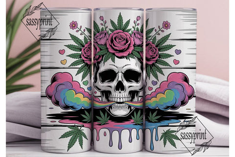 Floral Skull Cannabis 20oz Tumbler Wrap Sublimation sassyprint 