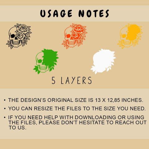 Floral Skull Multilayer SVG, 5 Layer Flower Skull Cut File, 3D Skull SVG for Cricut & Laser, Skull With Flowers DXF SVG HappyDesignStudio 