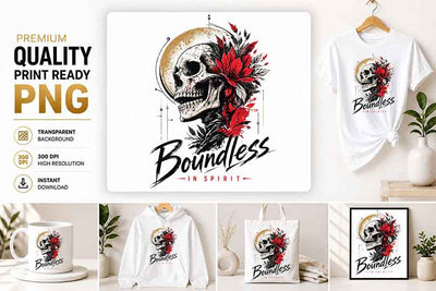 Floral Skull PNG Boundless Spirit Sublimation Design Digital Download SVG BillahCrafts 