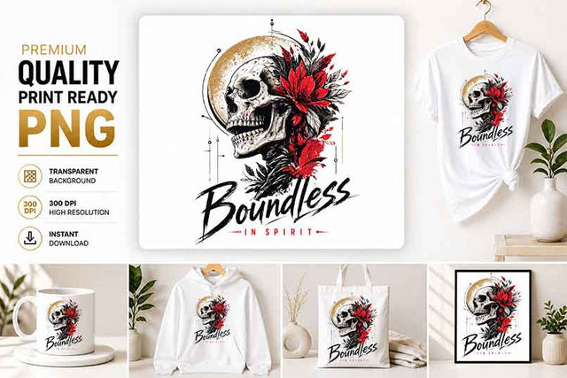 Floral Skull PNG Boundless Spirit Sublimation Design Digital Download SVG BillahCrafts 
