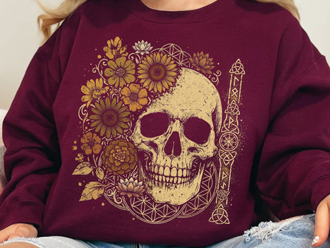 Floral Skull PNG, Celtic Knot Skull Design SVG DesignDestine 