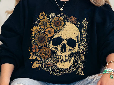 Floral Skull PNG, Celtic Knot Skull Design SVG DesignDestine 