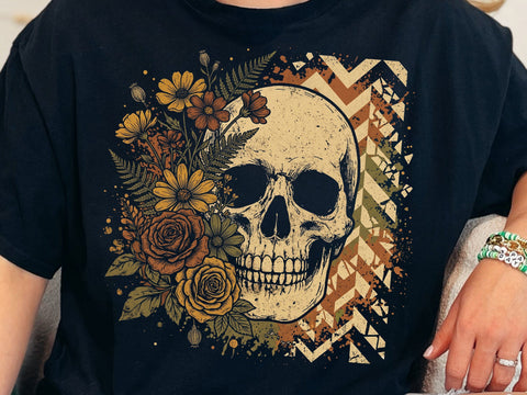 Floral Skull PNG, Gothic Botanical Skull Design SVG DesignDestine 