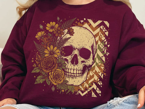 Floral Skull PNG, Gothic Botanical Skull Design SVG DesignDestine 