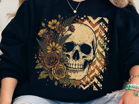 Floral Skull PNG, Gothic Botanical Skull Design SVG DesignDestine 