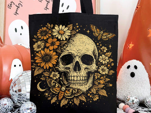 Floral Skull PNG, Gothic Moth Halloween Design SVG DesignDestine 