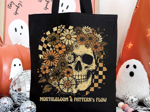 Floral Skull PNG, Retro Halloween Sublimation Design SVG DesignDestine 