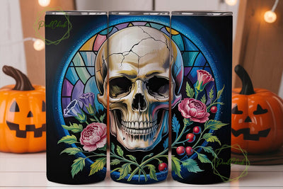 Floral Skull Stained Glass 20oz Tumbler Sublimation PixelChick 