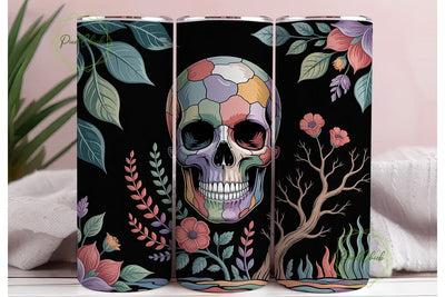 Floral Skull Stained Glass 20oz Tumbler Sublimation PixelChick 