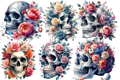 Floral Skull Sublimation Clipart Sublimation designartist 
