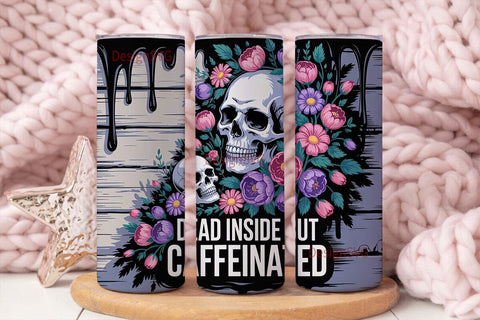 Floral Skull Tumbler Wrap 20oz Sublimation DesignSVG 