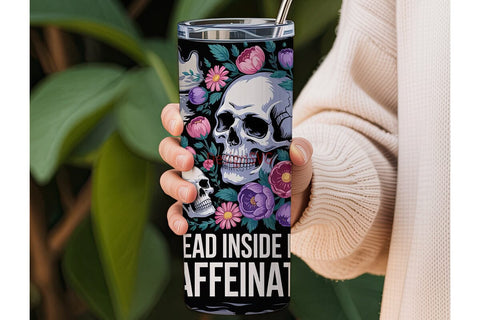 Floral Skull Tumbler Wrap 20oz Sublimation DesignSVG 