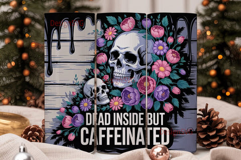 Floral Skull Tumbler Wrap 20oz Sublimation DesignSVG 