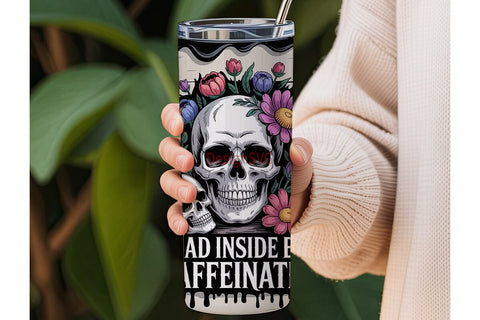 Floral Skull Tumbler Wrap 20oz Sublimation DesignSVG 