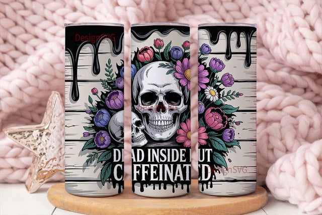 Floral Skull Tumbler Wrap 20oz Sublimation DesignSVG 