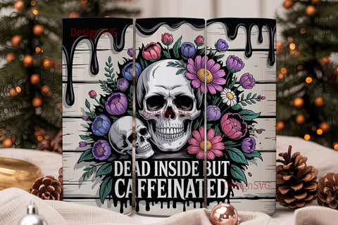 Floral Skull Tumbler Wrap 20oz Sublimation DesignSVG 