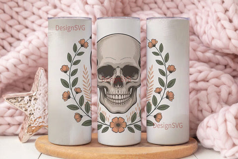 Floral Skull Tumbler Wrap Sublimation DesignSVG 