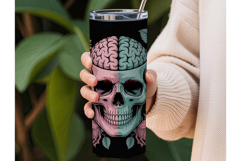 Floral Skull Tumbler Wrap Sublimation DesignSVG 