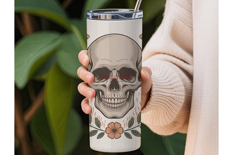 Floral Skull Tumbler Wrap Sublimation DesignSVG 