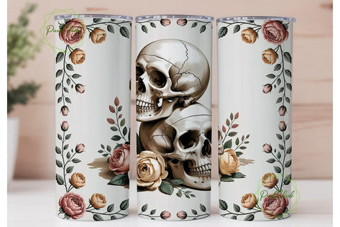 Floral Skull Tumbler Wrap Sublimation PixelChick 