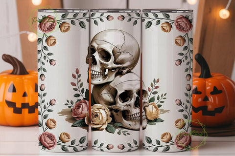 Floral Skull Tumbler Wrap Sublimation PixelChick 