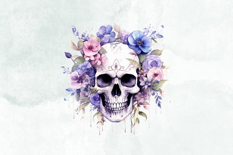 Floral Skull Watercolor Sublimation Bundle Sublimation Designangry 