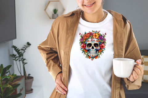 Floral Skull Watercolor Sublimation Bundle Sublimation Designangry 
