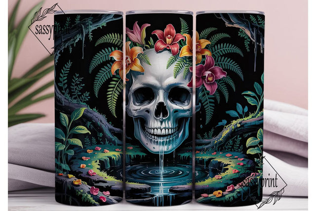 Floral Skull Waterfall 20oz Tumbler Wrap Sublimation sassyprint 