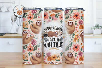 Floral Sloth Tumbler Wrap 20oz, Skinny Straight, Sloth Sublimation, Sublimation Design, Instant Digital Download, PNG Sublimation Rabbitmakies 