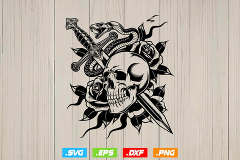 Floral Snake Skull Svg Bundle, Skull Clipart Silhouette SVG Creativeart88 
