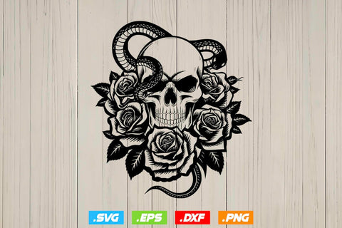 Floral Snake Skull Svg Bundle, Skull Clipart Silhouette SVG Creativeart88 